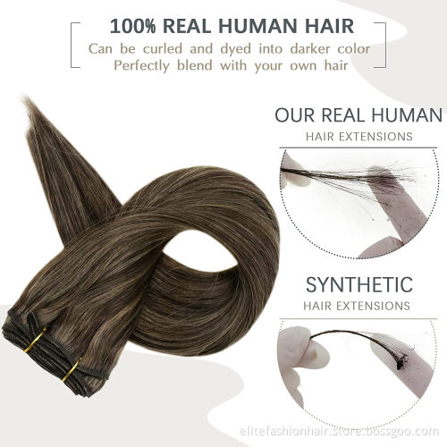 Wholesale Straight Remy Hair Weft Extensions 12-30 Inch Sew in Weft Extensions Full Head Double Wefted Human Hair Bundles